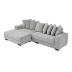Divano sezionale letto imbottito in velluto a coste EHMKNP, divano convertibile modulare a L con pouf