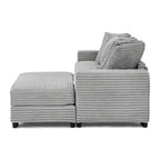 Divano sezionale letto imbottito in velluto a coste EHMKNP, divano convertibile modulare a L con pouf