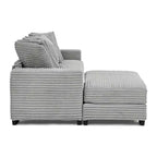 Divano sezionale letto imbottito in velluto a coste EHMKNP, divano convertibile modulare a L con pouf