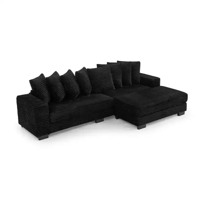 Divano sezionale letto imbottito in velluto a coste EHMKNP, divano convertibile modulare a L con pouf