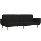 vidaXL 2-Seater Sofa Bed with Two Pillows Black Fabric