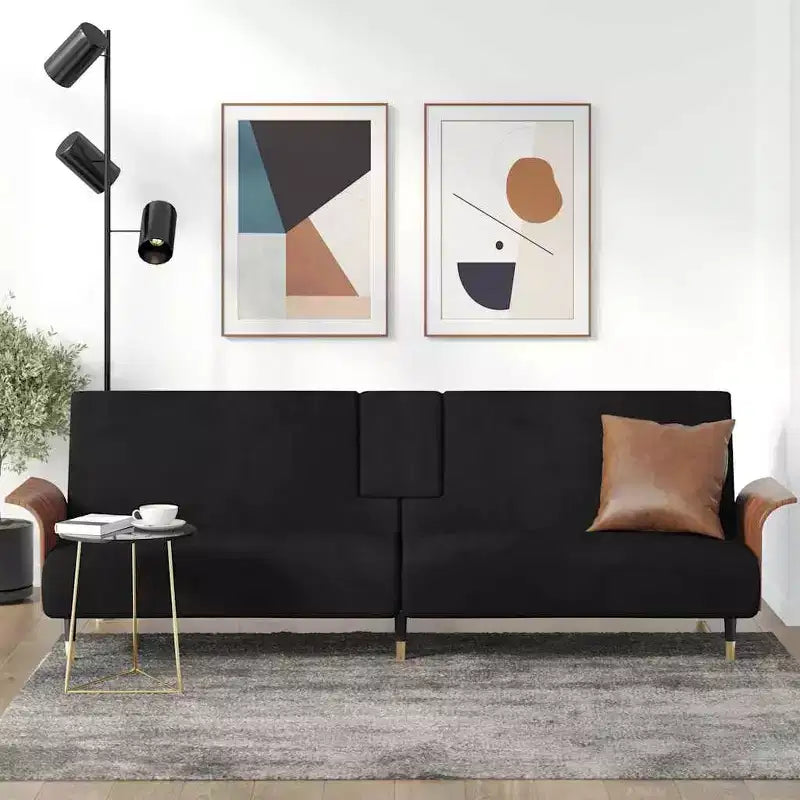 vidaXL Canapé-lit convertible avec porte-gobelets pour salon Velours