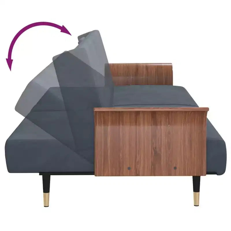 vidaXL Canapé-lit convertible avec porte-gobelets pour salon Velours