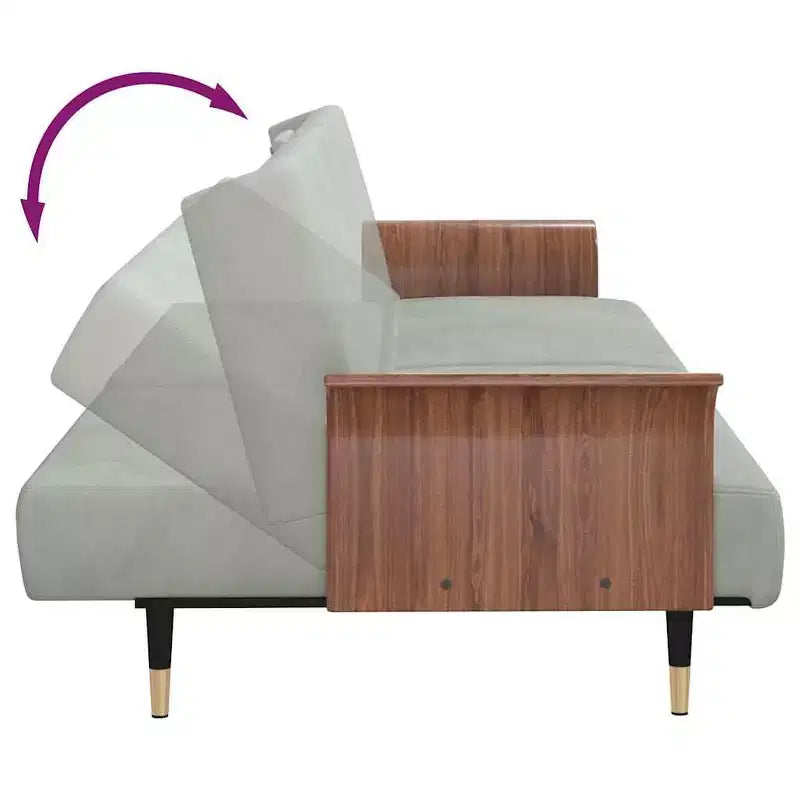 vidaXL Canapé-lit convertible avec porte-gobelets pour salon Velours