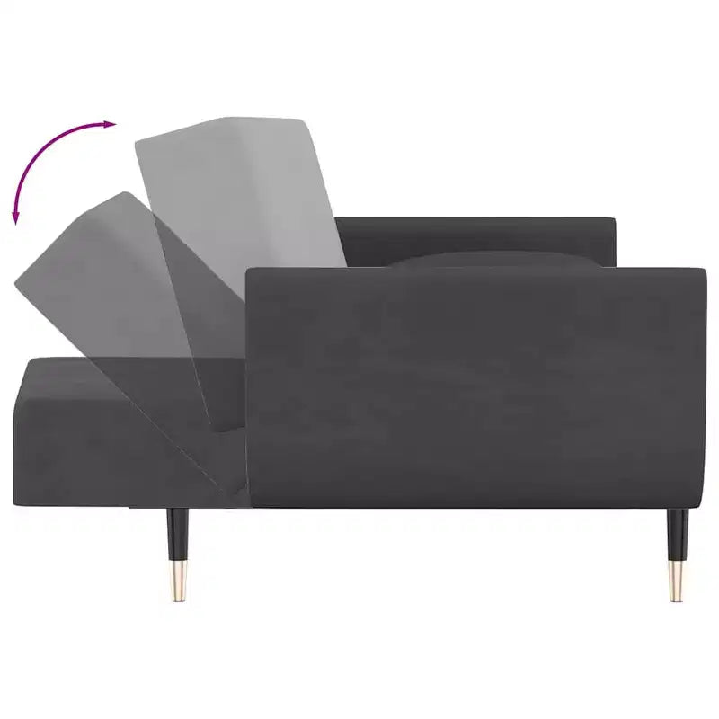 vidaXL Canapé-Lit 2 Places avec Deux Coussins Velours Gris Foncé