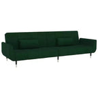 vidaXL 2-Seater Sofa Bed with Two Pillows Dark Green Velvet