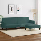 vidaXL Canapé-lit 2 places avec repose-pieds Velours vert foncé