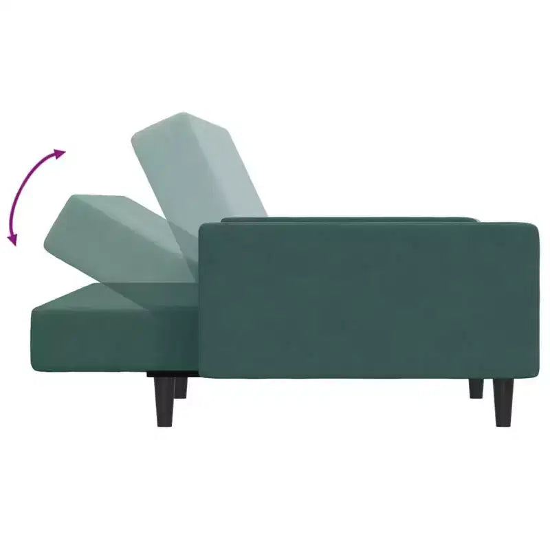 vidaXL Canapé-lit 2 places avec repose-pieds Velours vert foncé