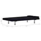 vidaXL Canapé-Lit avec Deux Coussins Tissu Noir