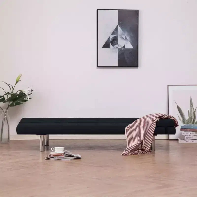 vidaXL Divano Letto con Due Cuscini Tessuto Nero