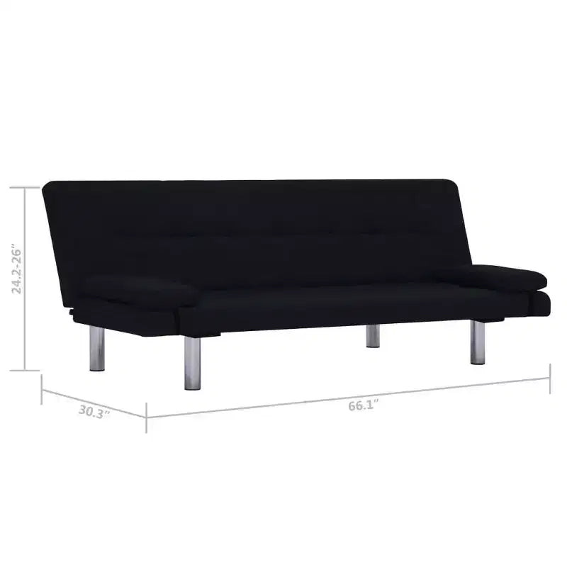 vidaXL Divano Letto con Due Cuscini Tessuto Nero
