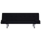 vidaXL Canapé-Lit avec Deux Coussins Tissu Noir