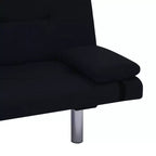 vidaXL Canapé-Lit avec Deux Coussins Tissu Noir