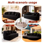 Divano letto pieghevole moderno Okak 2-in-1 senza struttura con 4 cuscini, futon in tessuto ciniglia per soggiorno, appartamento