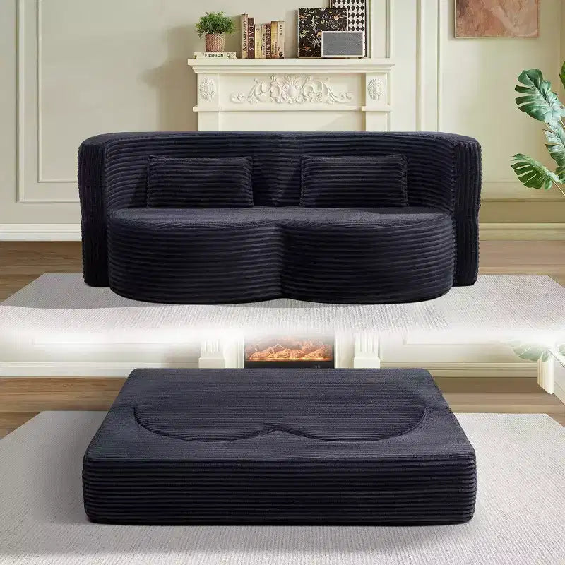 Canapé deux places convertible moderne pliable Okak 2-en-1 avec mousse à mémoire de forme, canapé-lit futon confortable pour salon, appartement