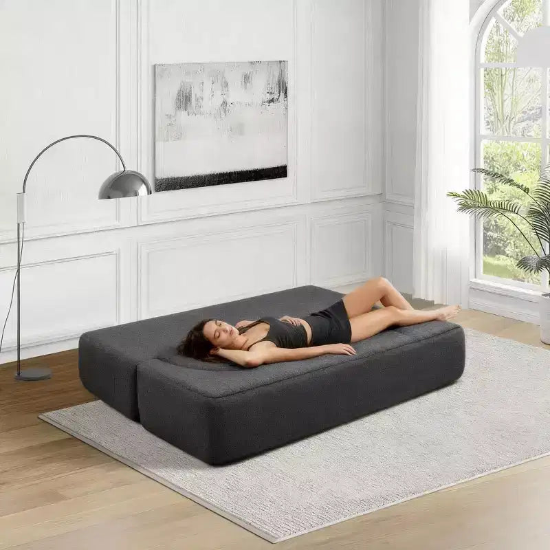 Canapé deux places convertible moderne pliable Okak 2-en-1 avec mousse à mémoire de forme, canapé-lit futon confortable pour salon, appartement
