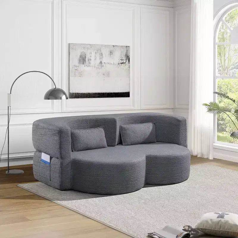 Canapé deux places convertible moderne pliable Okak 2-en-1 avec mousse à mémoire de forme, canapé-lit futon confortable pour salon, appartement
