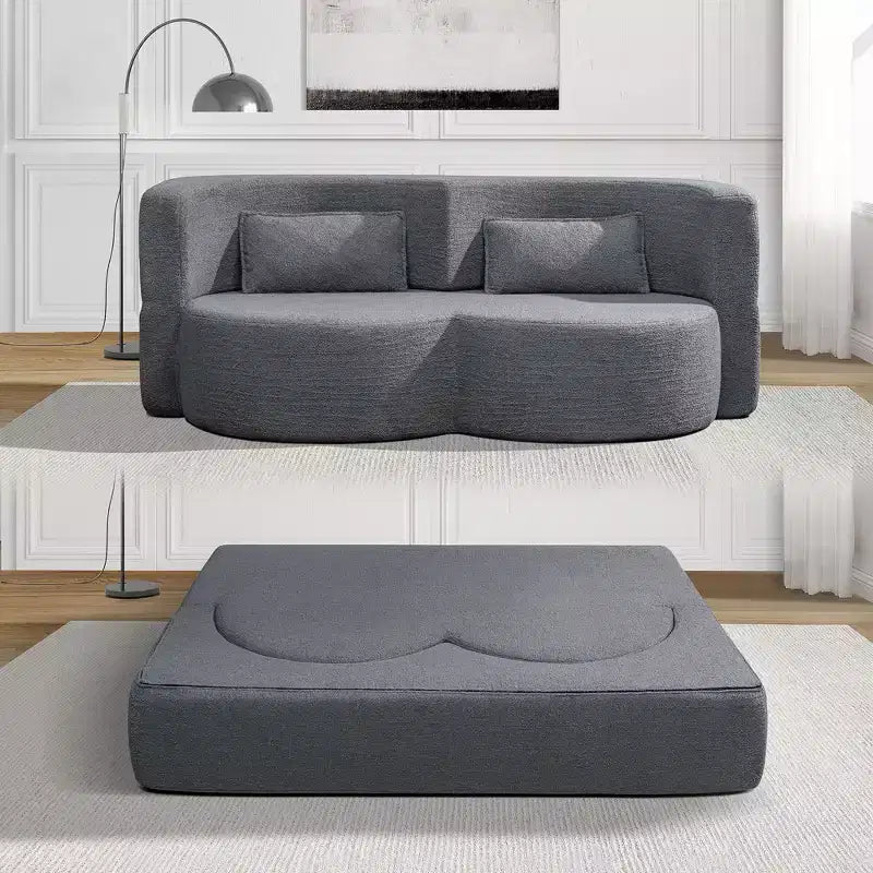Canapé deux places convertible moderne pliable Okak 2-en-1 avec mousse à mémoire de forme, canapé-lit futon confortable pour salon, appartement