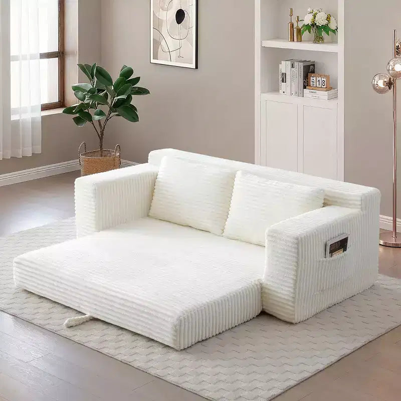 Divanetto moderno convertibile 2 in 1 Okak senza braccioli con memory foam, futon in velluto a coste, divano letto per soggiorno, appartamento
