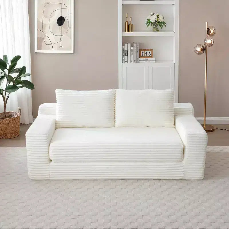 Divanetto moderno convertibile 2 in 1 Okak senza braccioli con memory foam, futon in velluto a coste, divano letto per soggiorno, appartamento