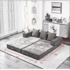 Divano Letto da Terra Okak Chenille Lounge con Materasso Pieghevole Convertibile, Divano Futon a 2 Posti per Soggiorno, Camera da Letto