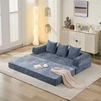 Divano Letto da Terra Okak Chenille Lounge con Materasso Pieghevole Convertibile, Divano Futon a 2 Posti per Soggiorno, Camera da Letto