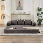 Divano Letto da Terra Okak Chenille Lounge con Materasso Pieghevole Convertibile, Divano Futon a 2 Posti per Soggiorno, Camera da Letto