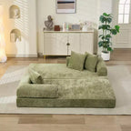 Divano Letto da Terra Okak Chenille Lounge con Materasso Pieghevole Convertibile, Divano Futon a 2 Posti per Soggiorno, Camera da Letto
