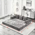 Divano Letto da Terra Okak Chenille Lounge con Materasso Pieghevole Convertibile, Divano Futon a 2 Posti per Soggiorno, Camera da Letto
