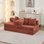 Divano Letto da Terra Okak Chenille Lounge con Materasso Pieghevole Convertibile, Divano Futon a 2 Posti per Soggiorno, Camera da Letto