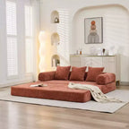 Divano Letto da Terra Okak Chenille Lounge con Materasso Pieghevole Convertibile, Divano Futon a 2 Posti per Soggiorno, Camera da Letto