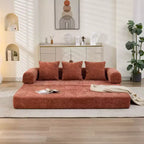 Divano Letto da Terra Okak Chenille Lounge con Materasso Pieghevole Convertibile, Divano Futon a 2 Posti per Soggiorno, Camera da Letto