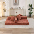 Divano Letto da Terra Okak Chenille Lounge con Materasso Pieghevole Convertibile, Divano Futon a 2 Posti per Soggiorno, Camera da Letto