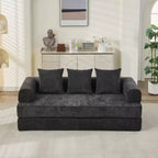 Divano Letto da Terra Okak Chenille Lounge con Materasso Pieghevole Convertibile, Divano Futon a 2 Posti per Soggiorno, Camera da Letto
