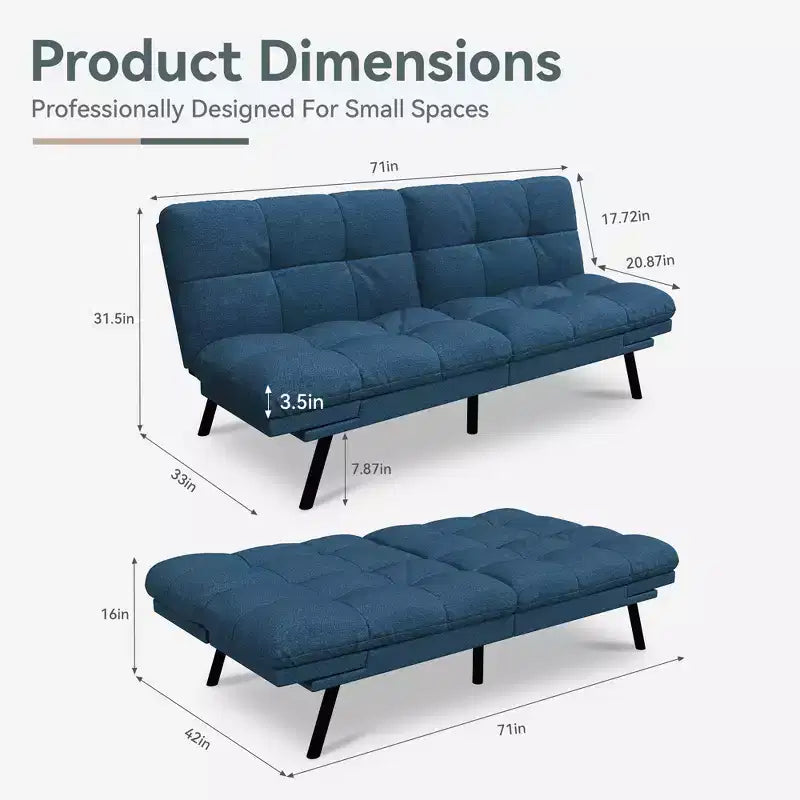 Dyonery 71 Divano Letto Futon Moderno Convertibile, Divano Letto in Lino con Cuscini Rimovibili, Schienale e Braccioli Regolabili per Soggiorno
