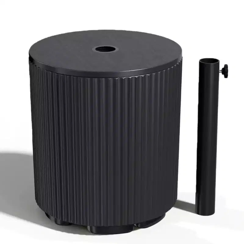NAYSAYE Outdoor Side Table All-Weather Patio End Table with Drainage Plug and Umbrella Hole Cap, Small Accent Table for Garden, Deck, Balcony