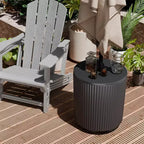 NAYSAYE Table d'appoint d'extérieur, table de patio toutes saisons avec bouchon de drainage et cache-trou de parasol, petite table d'appoint pour jardin, terrasse, balcon