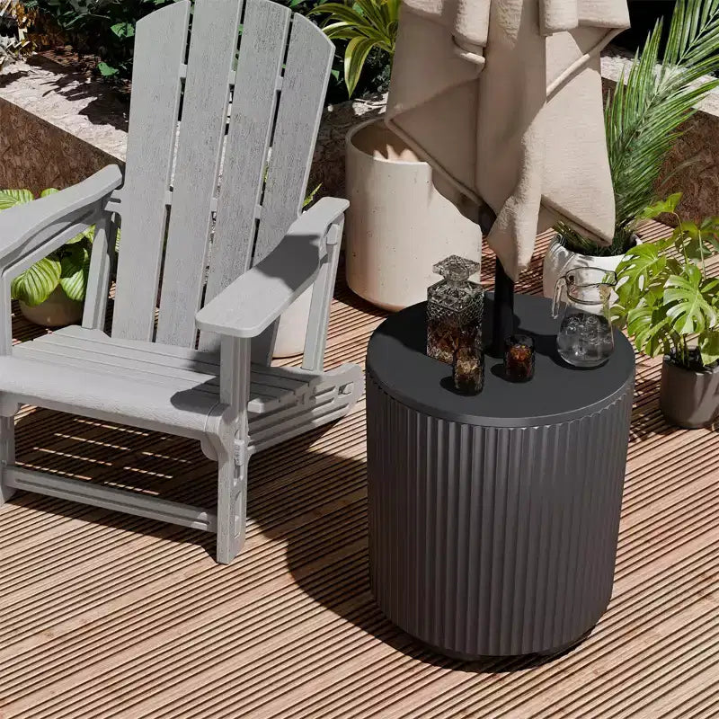 NAYSAYE Table d'appoint d'extérieur, table de patio toutes saisons avec bouchon de drainage et cache-trou de parasol, petite table d'appoint pour jardin, terrasse, balcon