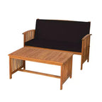 Royal Hampton 2pc Outdoor Table and Loveseat Set, Black Cushion, Natural Brown