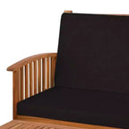 Ensemble table et causeuse d'extérieur 2 pièces Royal Hampton, coussins noirs, marron naturel