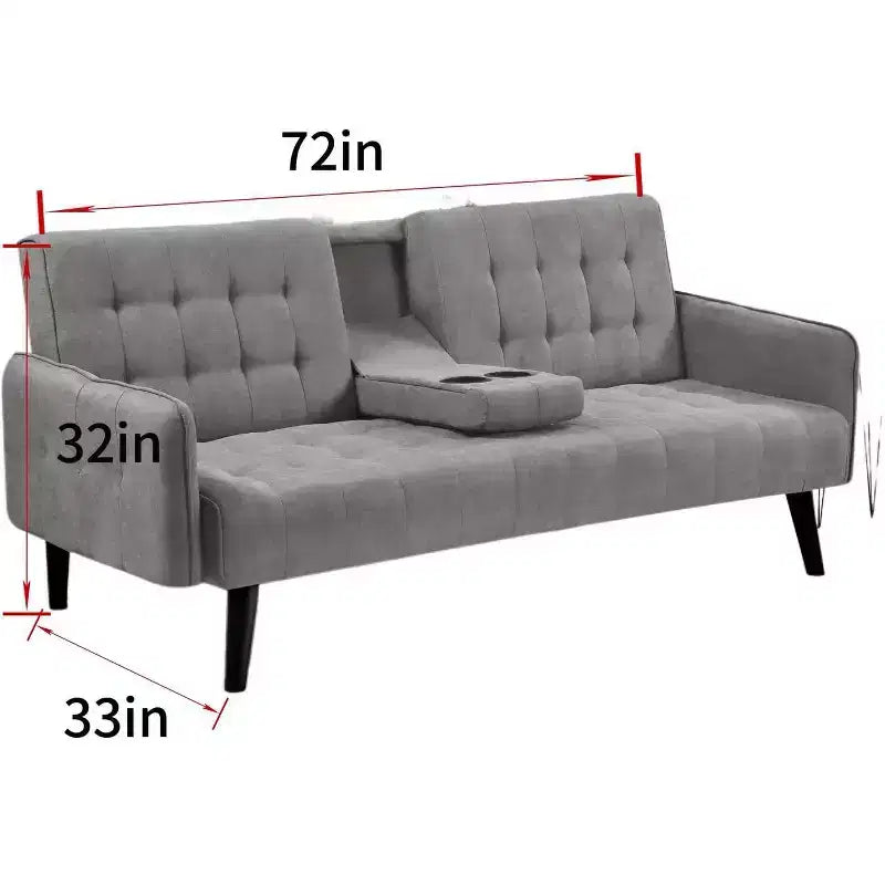 Canapé-lit convertible Homy Casa avec porte-gobelet et table rabattable, pour salon
