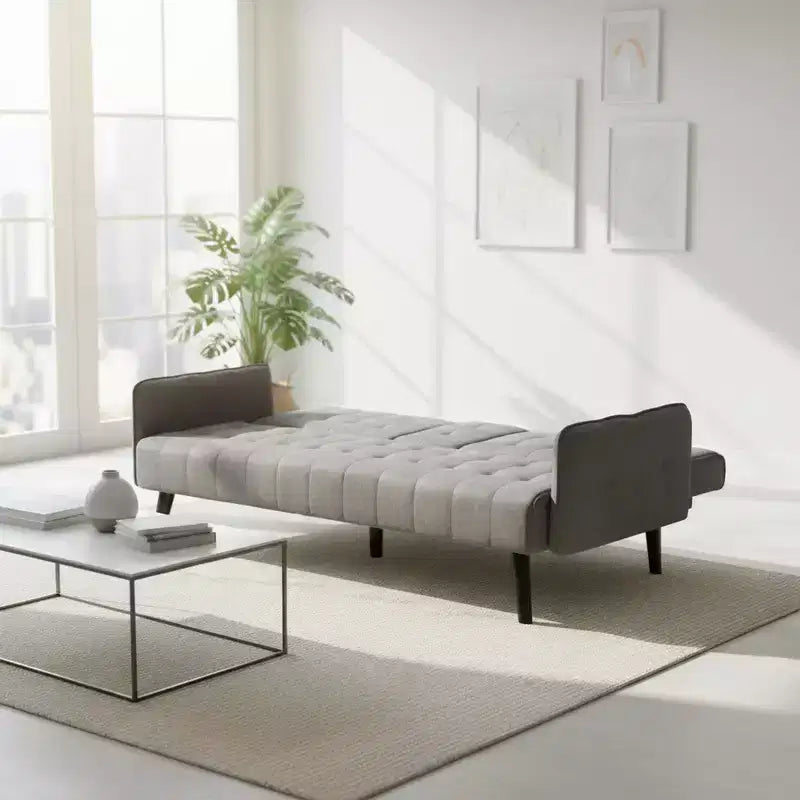 Canapé-lit convertible Homy Casa avec porte-gobelet et table rabattable, pour salon