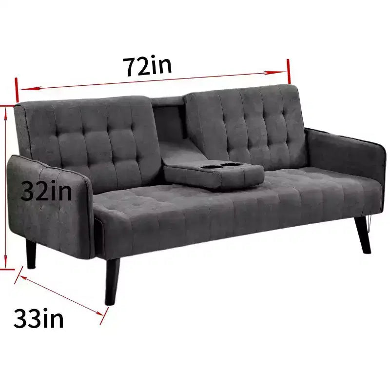 Canapé-lit convertible Homy Casa avec porte-gobelet et table rabattable, pour salon