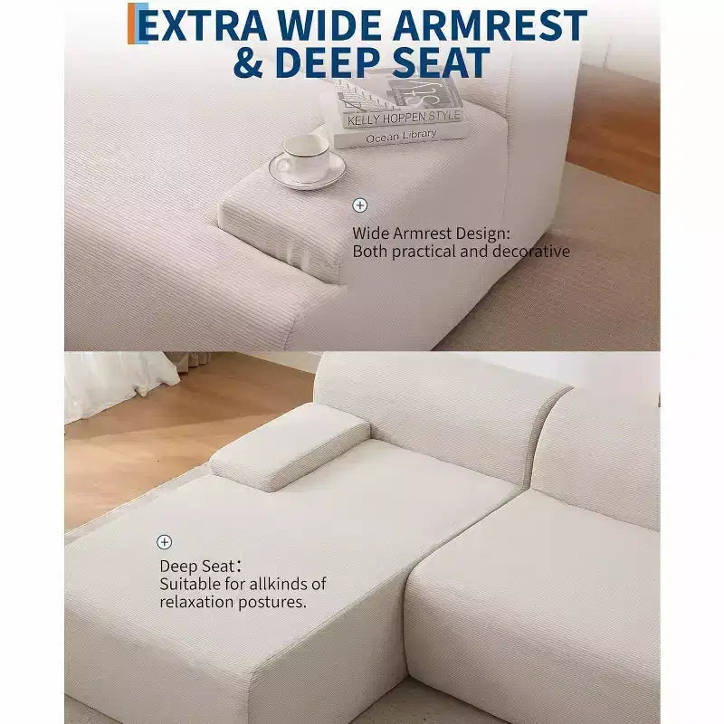 Divano sezionale convertibile a L da 107", divano modulare a 3 posti imbottito, divano letto senza montaggio per soggiorno, camera da letto