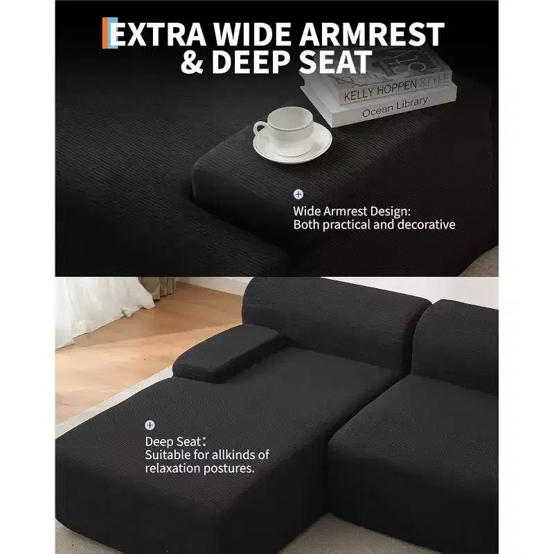 Divano sezionale convertibile a L da 107", divano modulare a 3 posti imbottito, divano letto senza montaggio per soggiorno, camera da letto