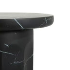 Table d'appoint d'extérieur Okak avec cadre en béton léger, table basse ronde effet marbre, table basse d'extérieur pour jardin, marbre noir