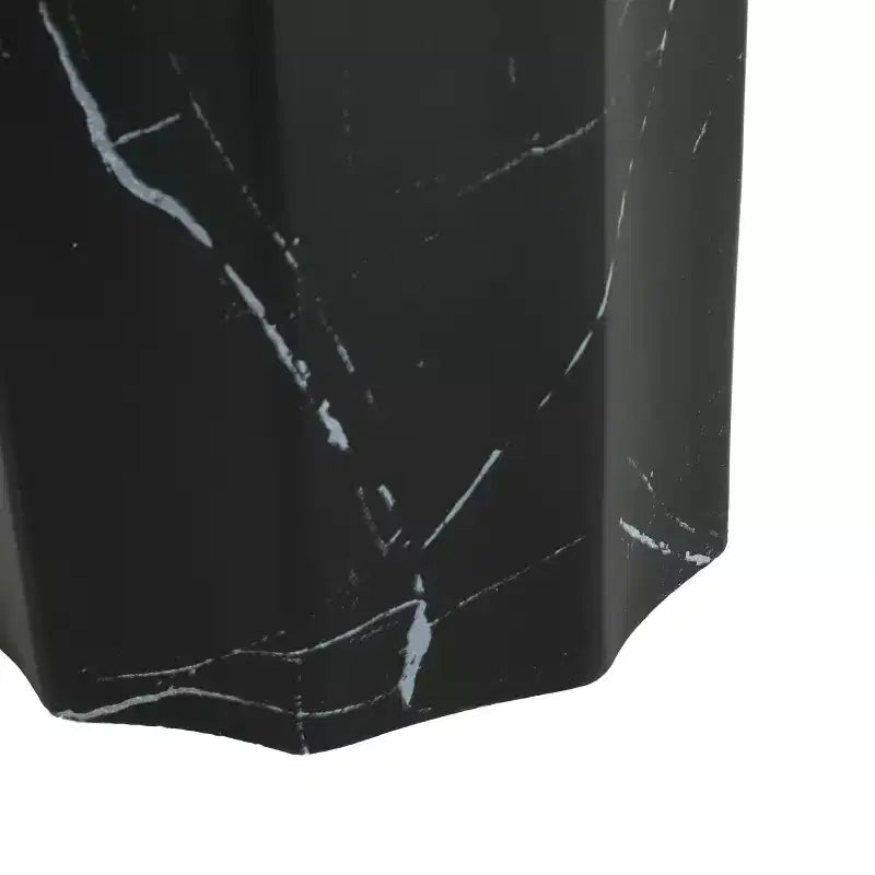 Table d'appoint d'extérieur Okak avec cadre en béton léger, table basse ronde effet marbre, table basse d'extérieur pour jardin, marbre noir