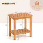 Costway Table d'appoint d'extérieur en bois d'acacia à 2 niveaux avec plateau à lattes