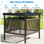 Costway Table d'appoint carrée en rotin PE tressé avec trou pour parasol de 4 cm