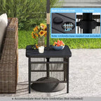 Costway Table d'appoint carrée en rotin PE tressé avec trou pour parasol de 4 cm